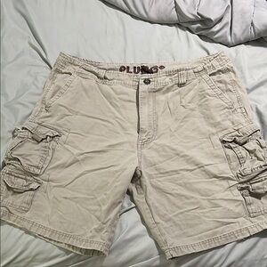 Plugg Tan Cargo Shorts Relaxed Fit Cotton